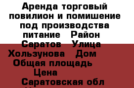 Аренда торговый повилион и помишение под производства питание › Район ­ Саратов › Улица ­ Хользунова › Дом ­ 62 › Общая площадь ­ 15 › Цена ­ 15 000 - Саратовская обл. Недвижимость » Помещения аренда   